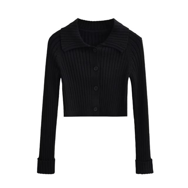 Collared Knit Top with Button Closure and Long Sleeves