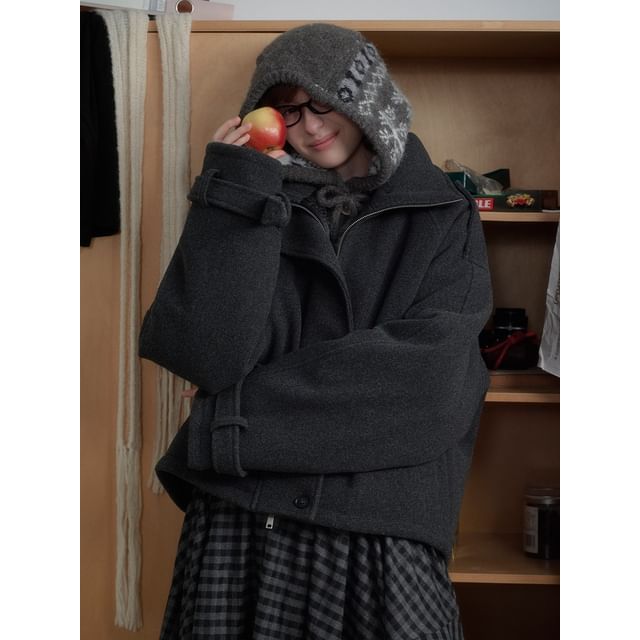 Stand-Collar Wool Coat