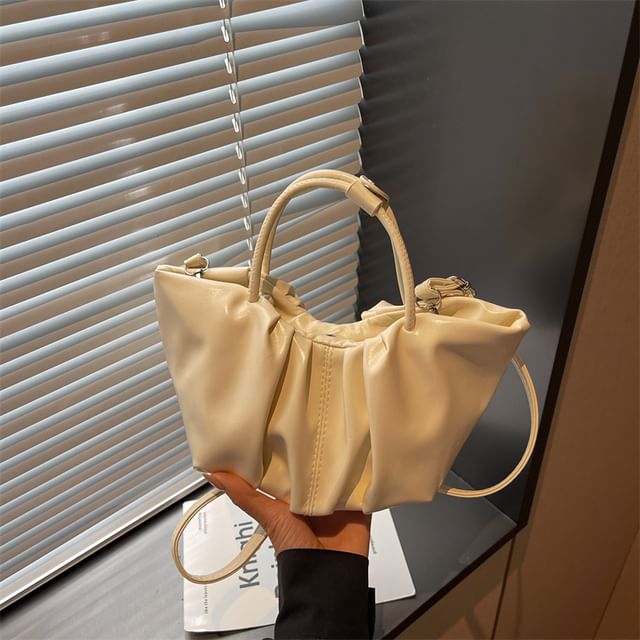 Faux Leather Cinched Shoulder Bag
