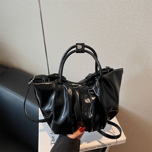 Faux Leather Cinched Shoulder Bag