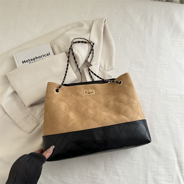 Faux Leather Quilted Shoulder Bag