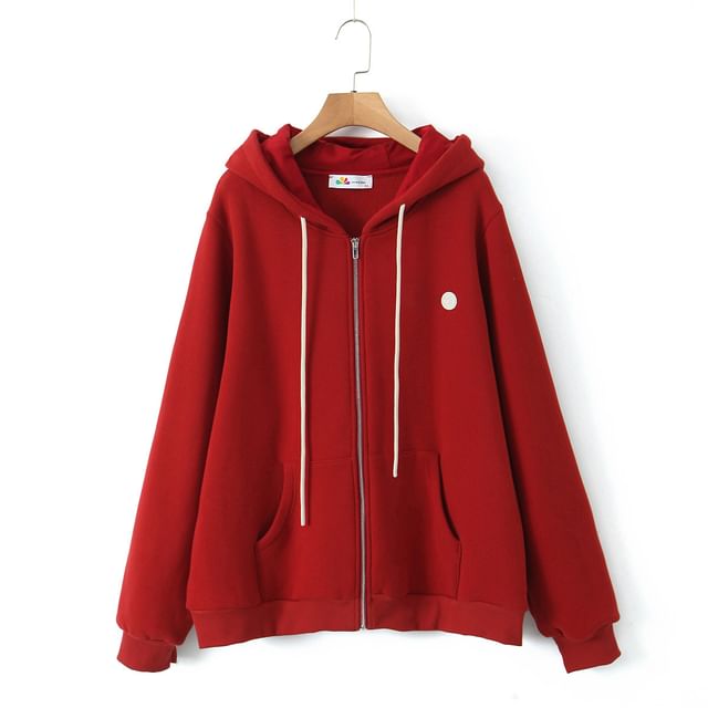 Fleece-Lined Zip Hoodie with Kangaroo Pocket and Hood