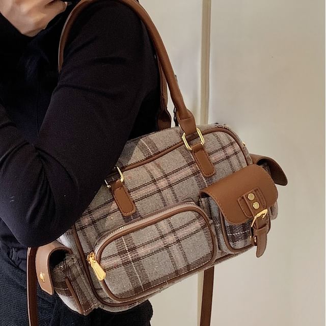 Plaid Boston Bag