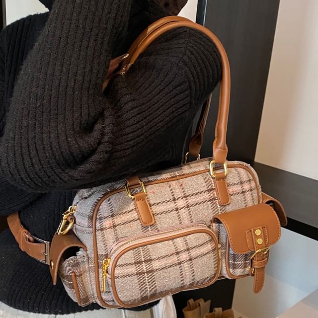 Plaid Boston Bag