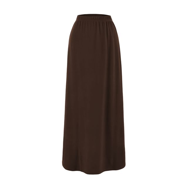 Elastic Waist Maxi A-Line Skirt