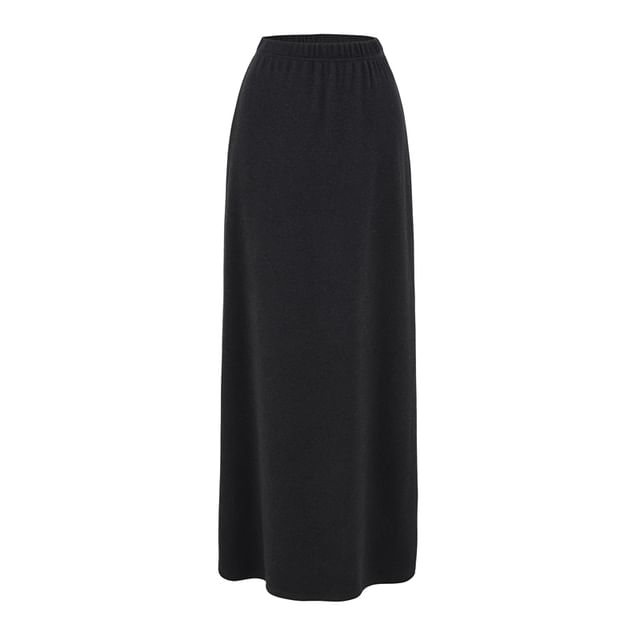 Elastic Waist Maxi A-Line Skirt
