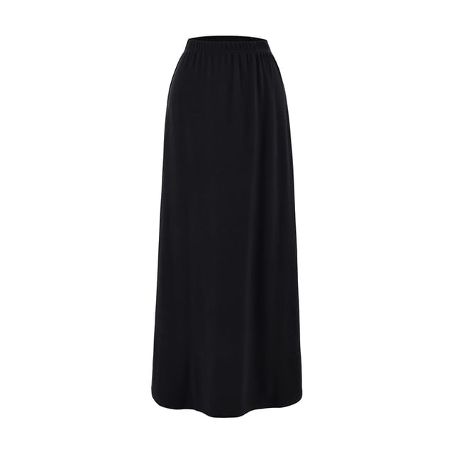 Elastic Waist Maxi A-Line Skirt