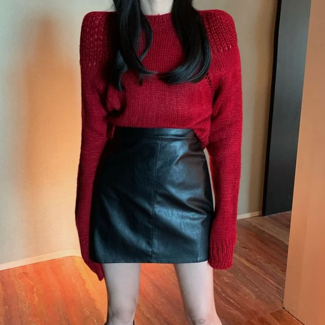 Faux Leather Mini A-Line Skirt