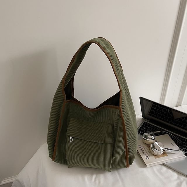 Corduroy Striped Shoulder Bag
