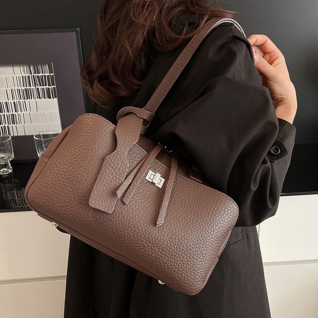 Plain Faux Leather Tote Bag