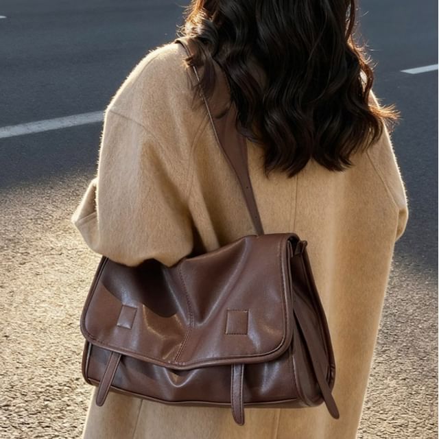 Flap Faux Leather Shoulder Bag