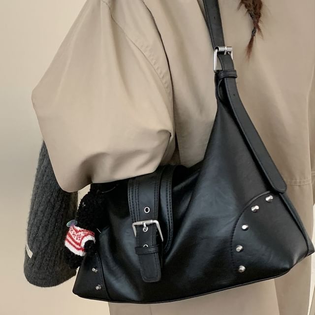 Studded Buckled Shoulder Bag