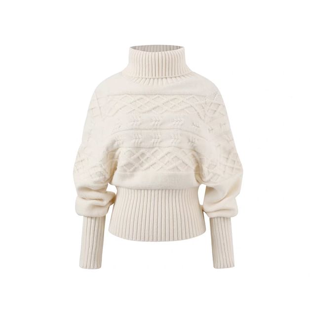 Cable Knit Turtleneck Sweater in Solid Tone