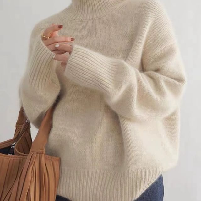 Classic Turtleneck Plain Knit Sweater