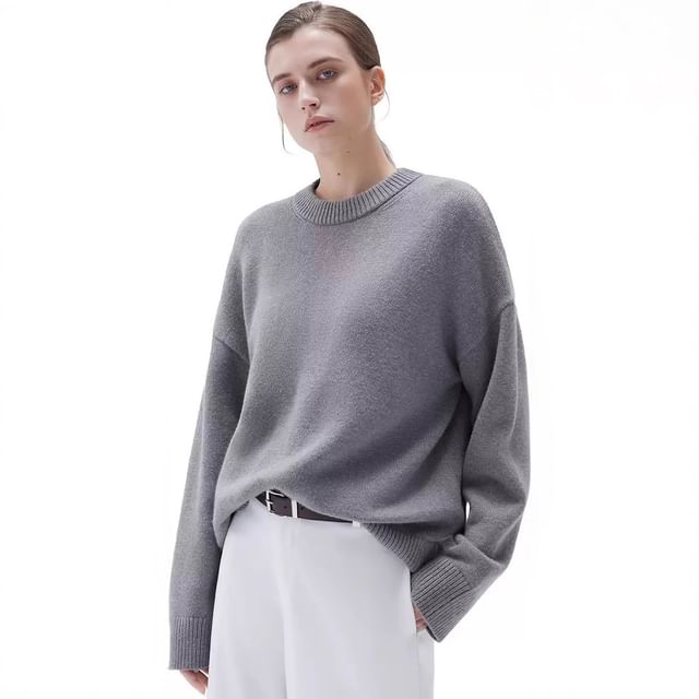 Crew Neck Plain Casual Sweater