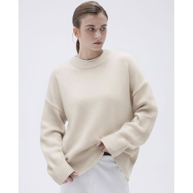 Crew Neck Plain Casual Sweater