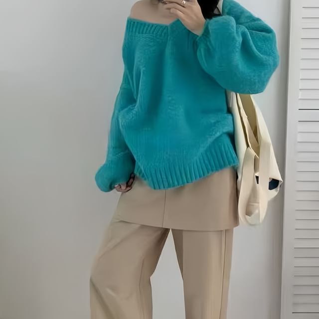 V-Neck Oversized Knit Sweater