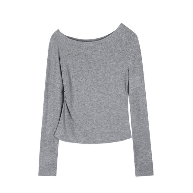 Slim-Fit Off-Shoulder Tee with Extended Sleeves