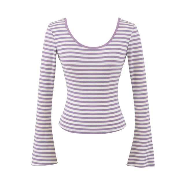 Striped Cutout Long Sleeve Tee