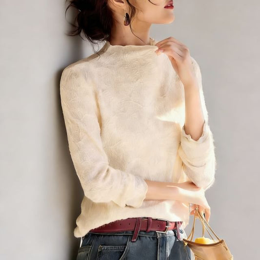 Mock Neck Long Sleeve Lace Top