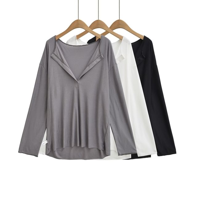 Classic Long-Sleeve V-Neck Tee