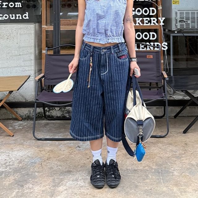 Low Waist Striped Jorts
