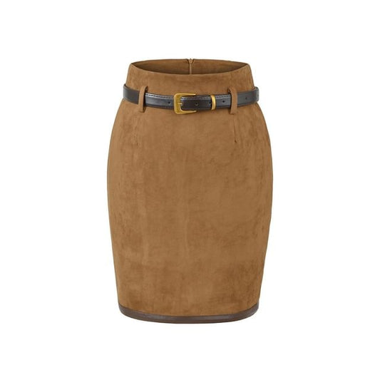 Plain Mini Pencil Skirt High Waist