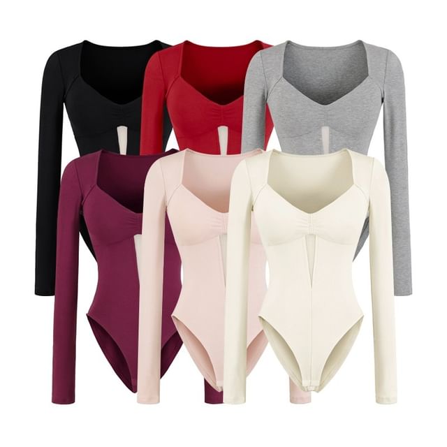 Bodysuit V-Neck Long Sleeve