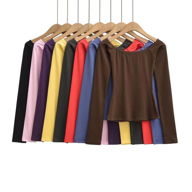 Scoop Neck Crop Tee Long Sleeve
