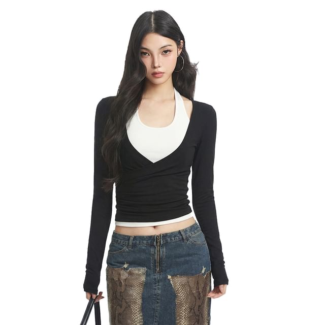 Halter Neck Two Piece Crop Top