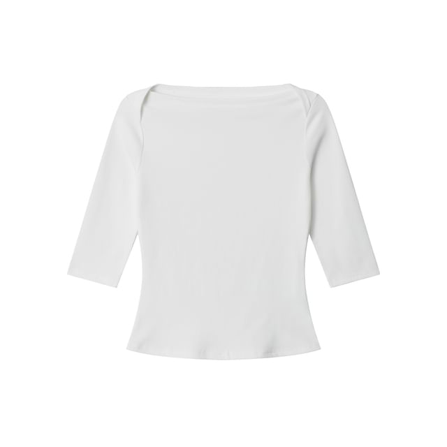 Boat Neck Slim Tee with Elbow Sleeves