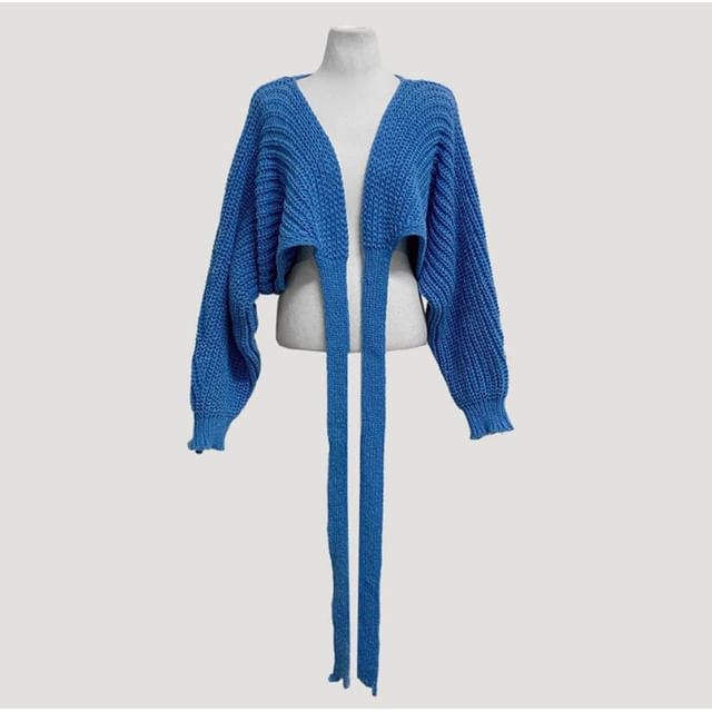 V-Neck Tie-Up Wrap Sweater