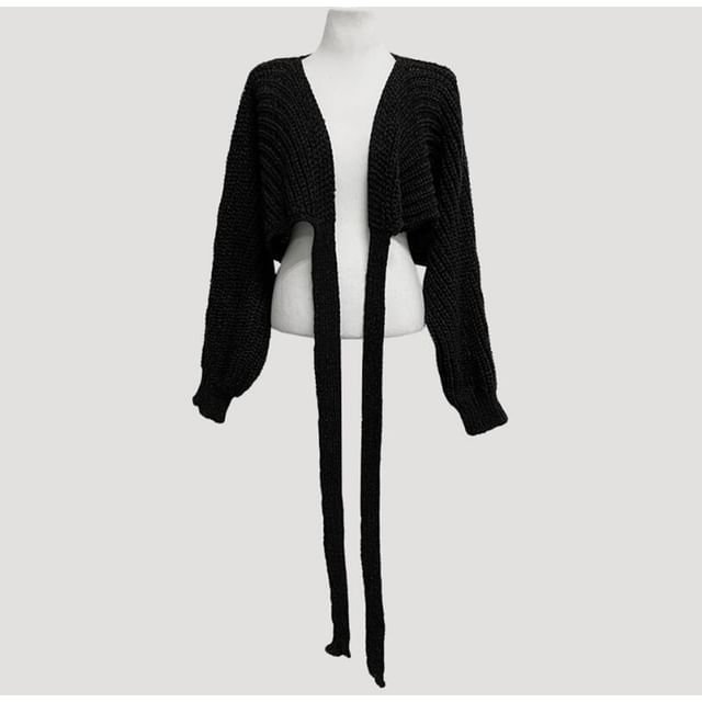 V-Neck Tie-Up Wrap Sweater