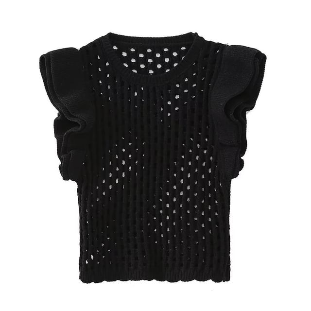 Ruffled Crochet Knit Tank