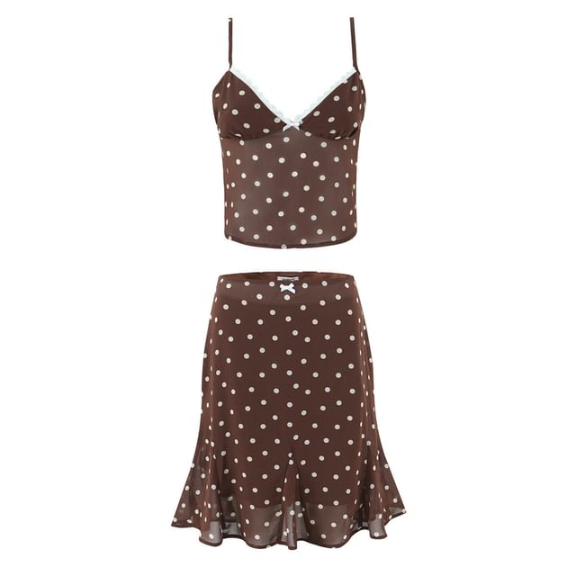 V-Neck Lace-Trim Camisole with Sheer Midi Skirt