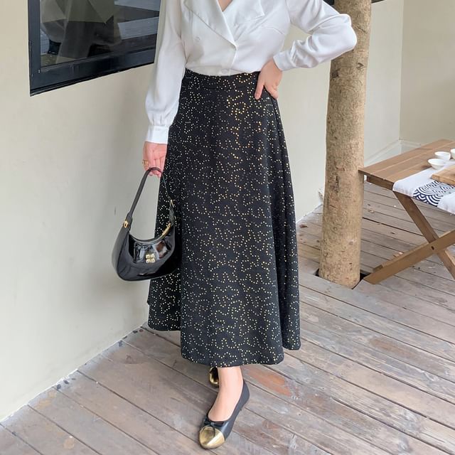 Sequin Midi A-Line Skirt