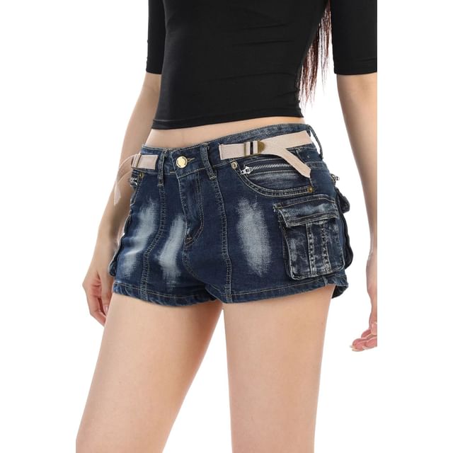 Low Waist Denim Hot Pants