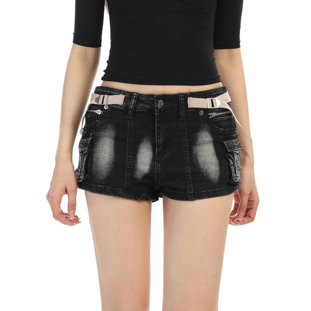 Low Waist Denim Hot Pants