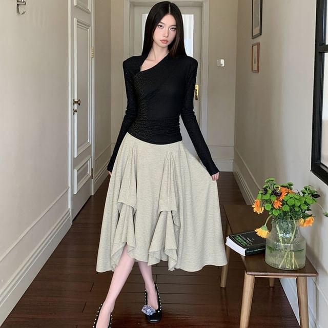 Asymmetrical High Low A-Line Skirt Set
