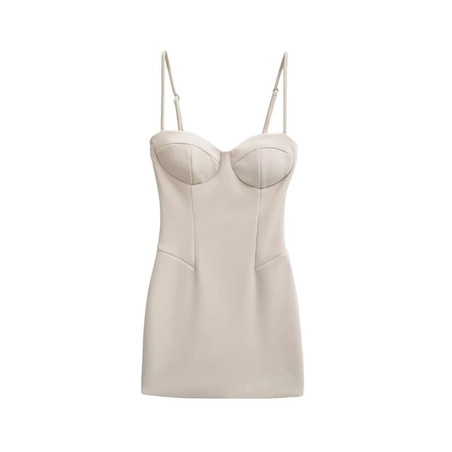 Spaghetti Strap Sweetheart Neckline Plain Mini Bodycon Dress