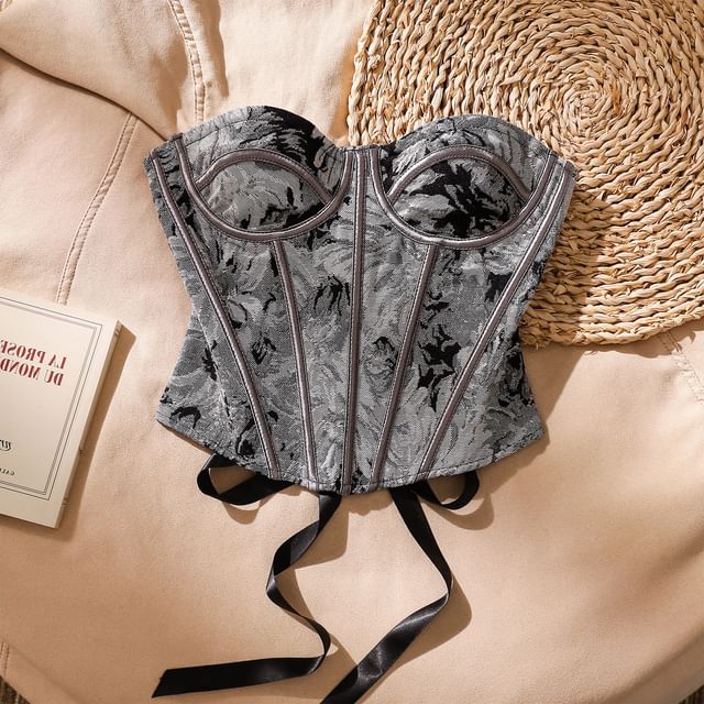 Strapless Jacquard Corset Top