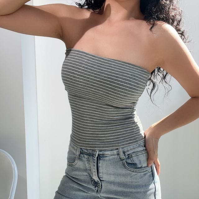 Striped Cropped Tube Top