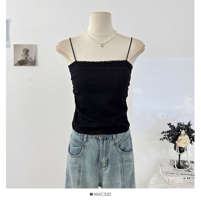 Lace Panel Ruched Camisole Top