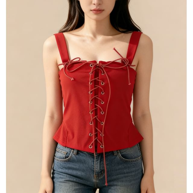 Lace-Up Slim-Fit Tank Top