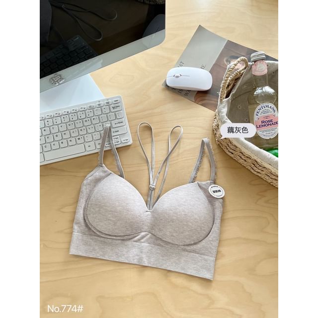 Halter Neck Lace Trim Bra Top