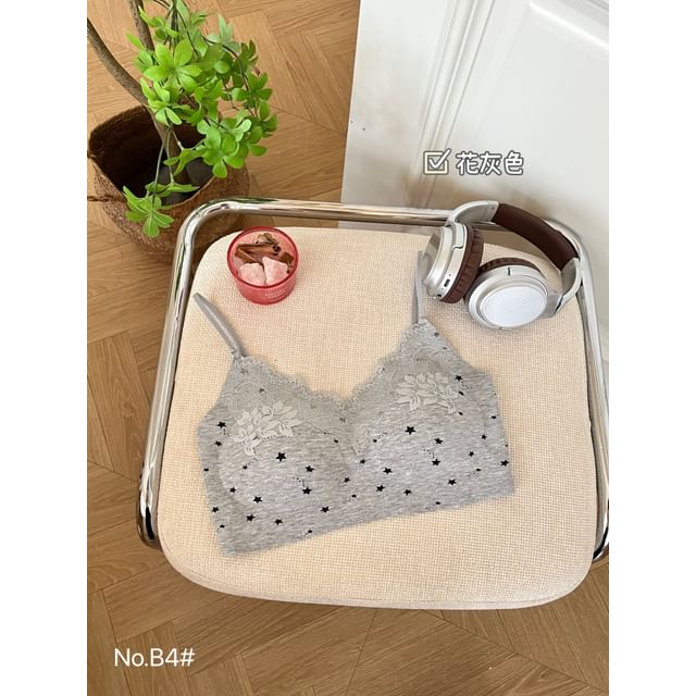 V-Neck Lace Panel Bra Top