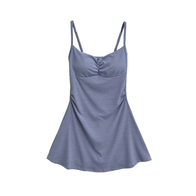 Set: Spaghetti Strap Striped Mini A-Line Dress + Shorts