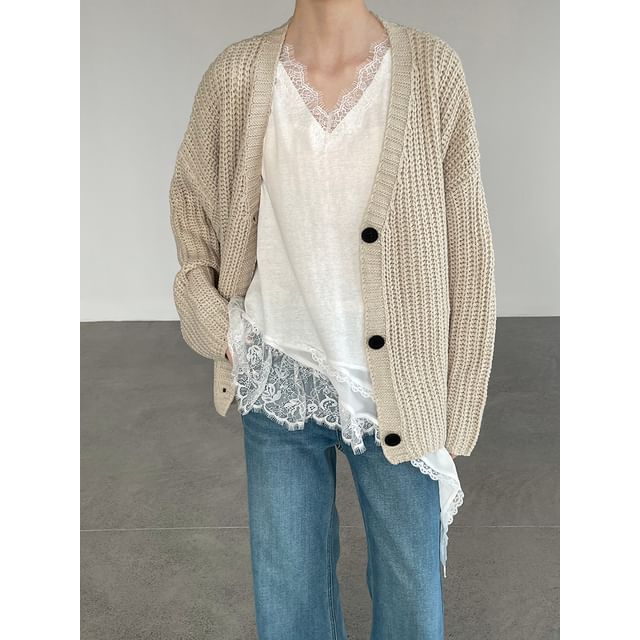 Sleeveless Lace Panel Asymmetrical Long Top
