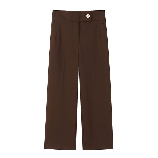 Asymmetric Sleeveless Blouse with Wide-Leg Trousers