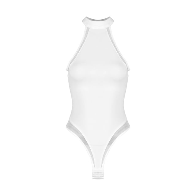 Sleeveless Mock Neck Bodysuit with Wide-Leg Pants